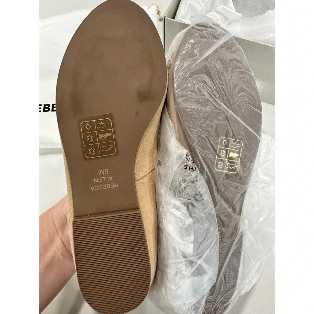 Rebecca Allen The Notch Ballet Flats Nude IV Suede V-Cut Round Toe Shoes 6M